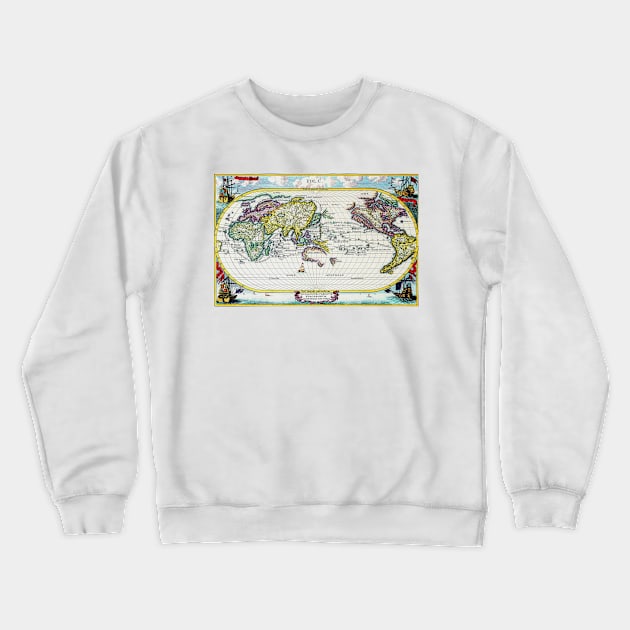 Heinrich Scherer - Voyage Map 1703 -  Ancient Worlds Crewneck Sweatshirt by Culturio